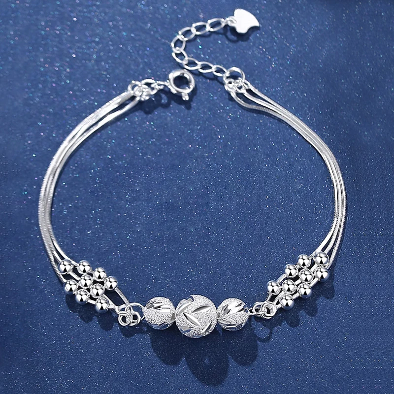 Luxury 925 Sterling Silver Beads Bracelets For Women Designer Multilayer Adjustable Charm Bracelet Original Party Jewelry Gifts