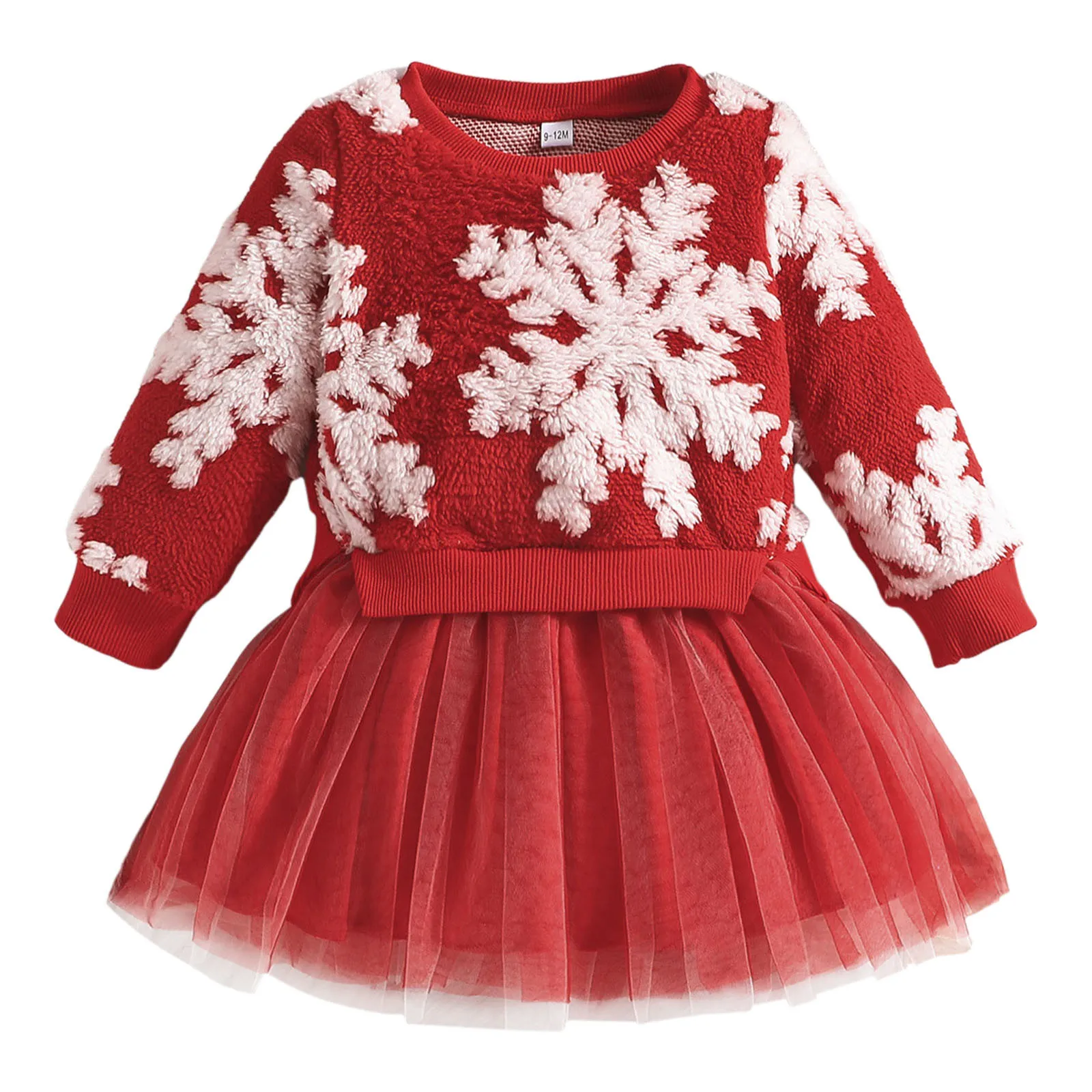 Toddler Baby Christmas Dresses Red Snowflake Fleece Dress Princess Party Dresses For Kids New Year Children\'s Fashion Costume