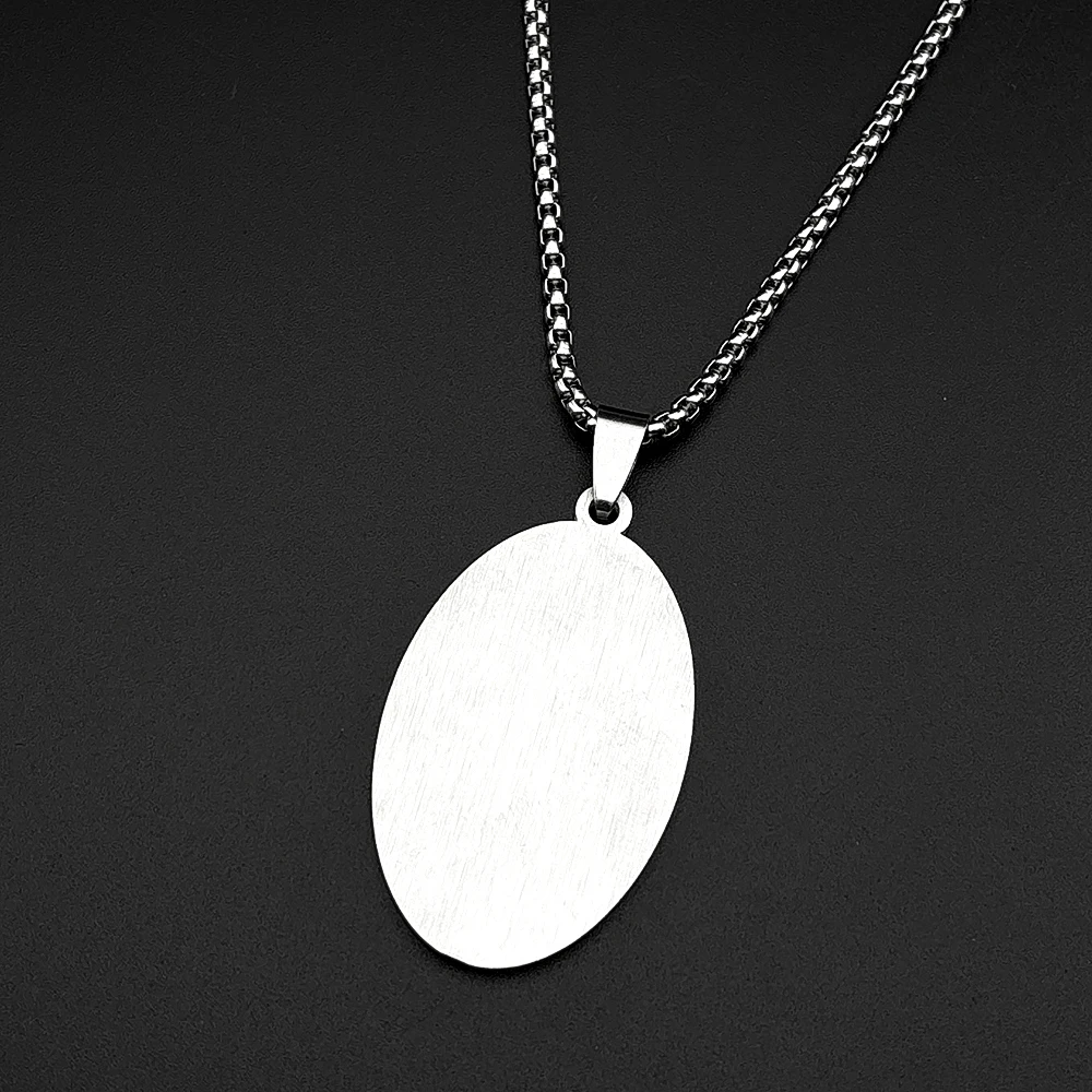 Islam Muslim Hajj Artistic Arabic Quran Oval Medal Pendant Necklace for Women Men Stainless Steel Gold Color Faith Chain Jewelry