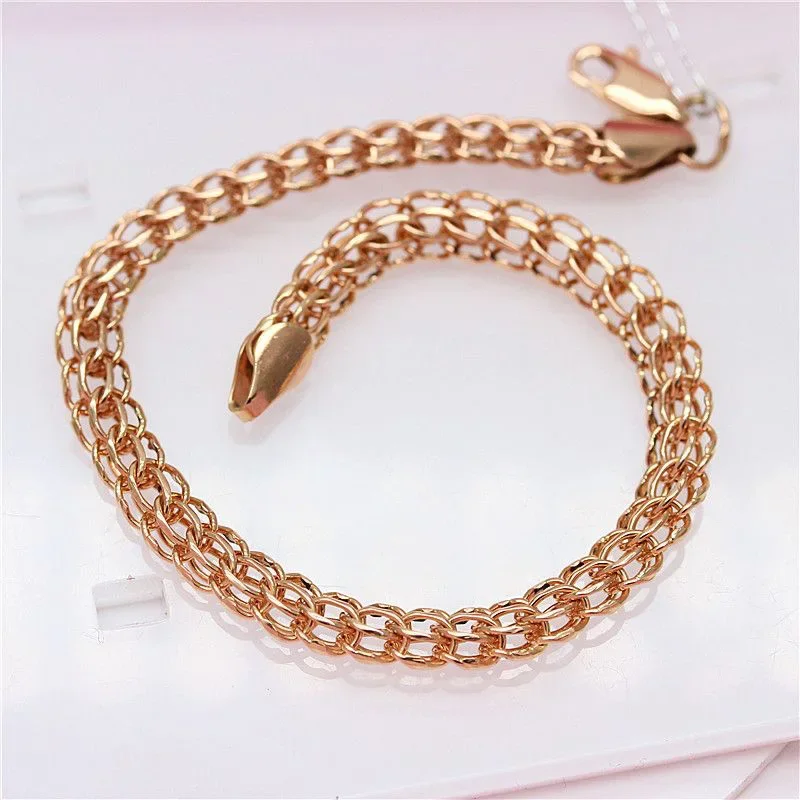 585 Purple Gold Hoop Buckle Bracelet Plated 14K Rose Gold Fashion Unisex Style High Quality Elegant Bangles Jewelry