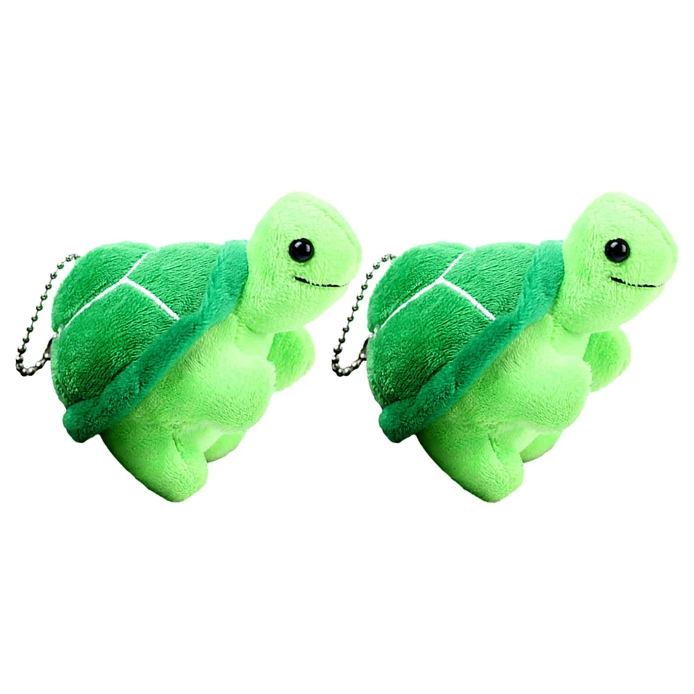 

2 Pcs Little Turtle Pendant Stuff Animals Car Key Chain Keychain Charm Plush Charms Fluffy Stuffed