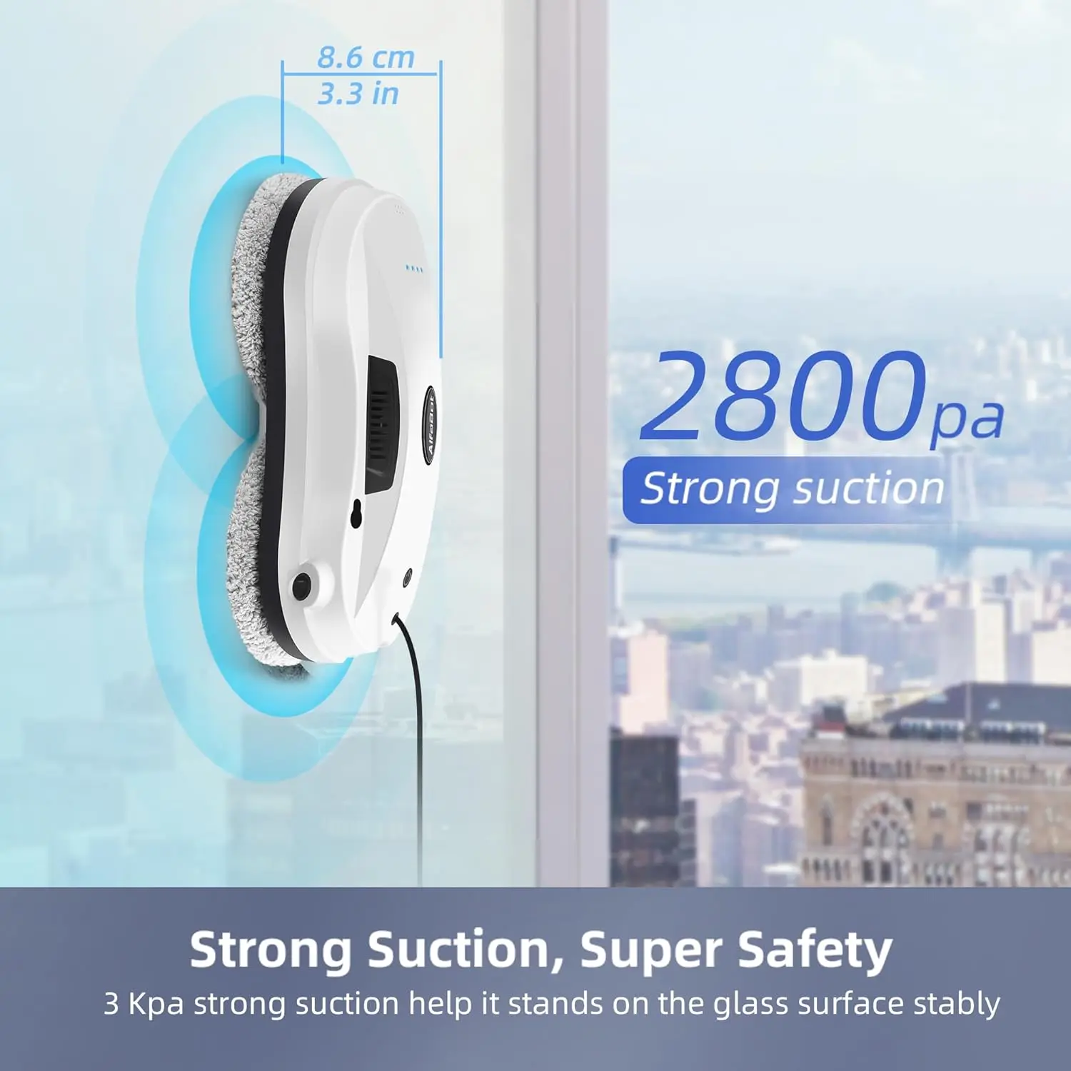 Window Cleaning Robot with Dual Water Spray, X7 Robot Window Cleaner with Double-Side Water Spray 50ml Water Tank, Smart Window