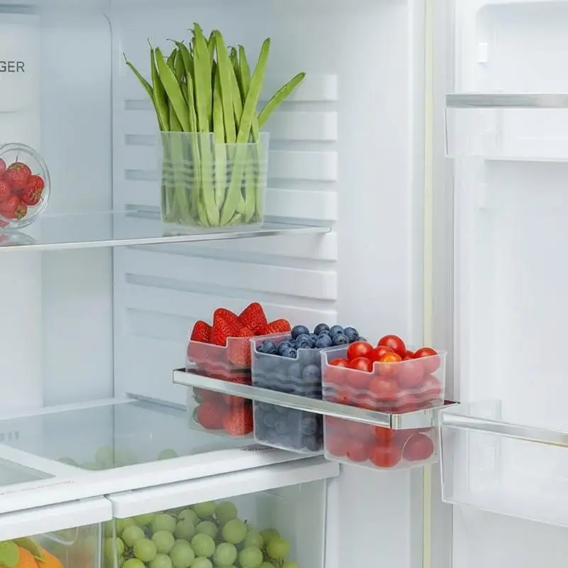 4Pcs Food Grade Refrigerator Storage Boxes Clear Transparent Stackable Containers for Kitchen Food Sorting Storage