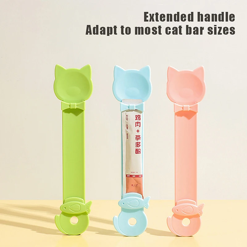 القط قطاع المغذية ملعقة مقبض طويل القطط الغذاء قطاع عصارة الحيوانات الأليفة اللحوم الطين علاج الاستغناء ملعقة للقطط مستلزمات الحيوانات الأليفة #2