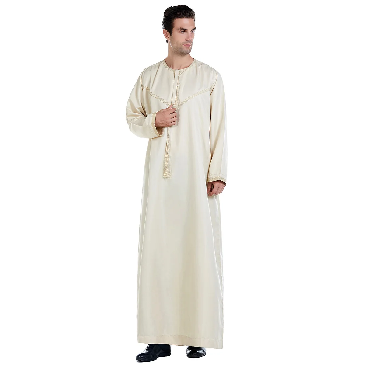 Muslim Men\'s Jubba Thobe Ramadan Classic Plain Robe India Saudi Arabia Islam Kaftans Dubai Turkey Men Daily Thoub Musulman