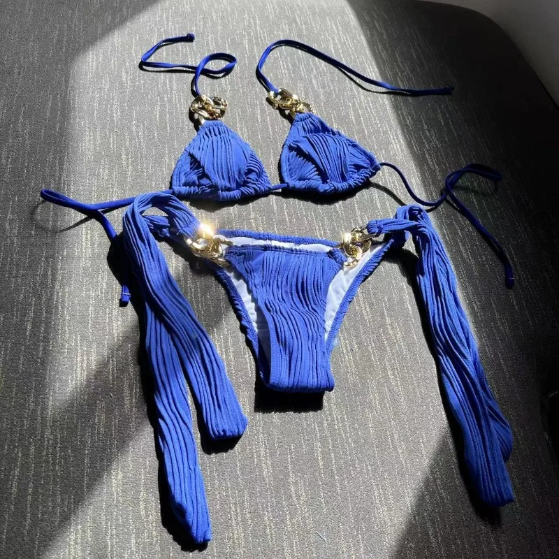 JOLinked-Ensembles de bikini à licou triangle pour femmes, maillot de bain deux pièces, vêtements de plage