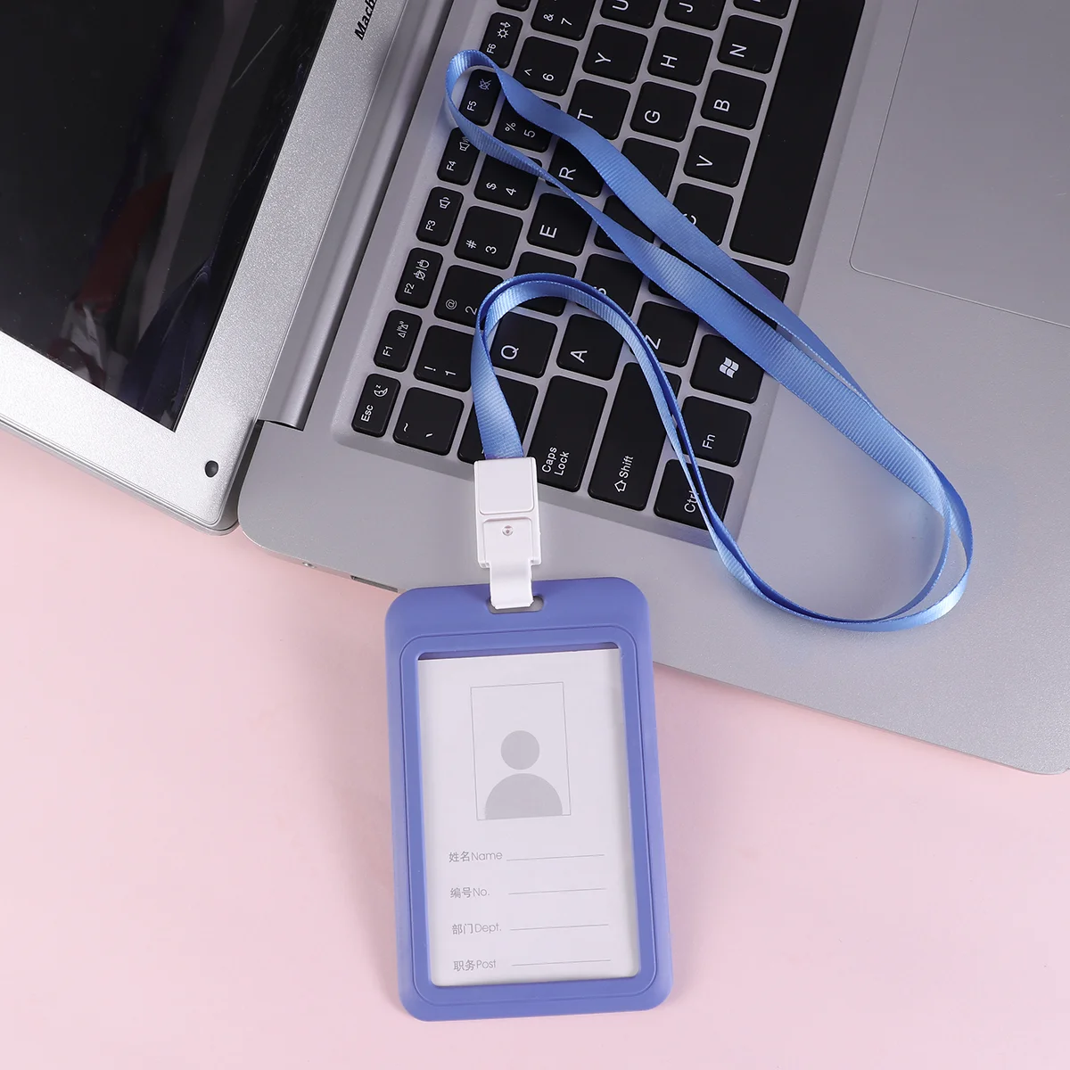 

Badge Holder Lanyard Hanging Rope Holder for Work Chest School Brand ID (Grayish Blue) badge lanyard lanyard for holder