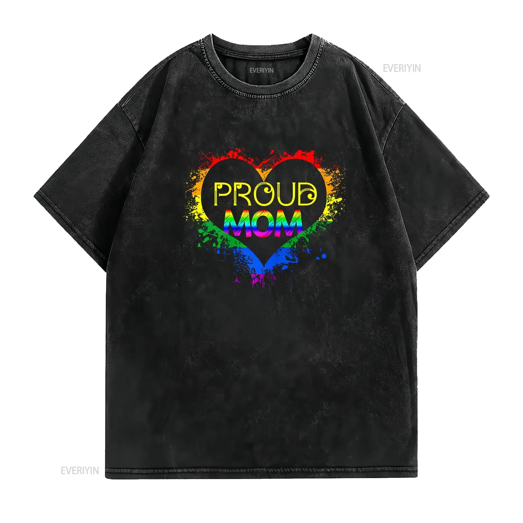 Women Tops Pride T Shirt Proud Mom LGBT  vintage Washed graphic Casual Soft Versatile Breathable designer clothes Stylish view 2
