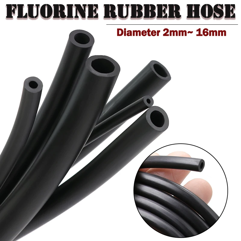 Fluorine Rubber Hose Diameter 2 3 4 5 6 7 8 10 12 16mm Acid Alkali High Temperature Resistance Pipe FKM Viton Oil Tube