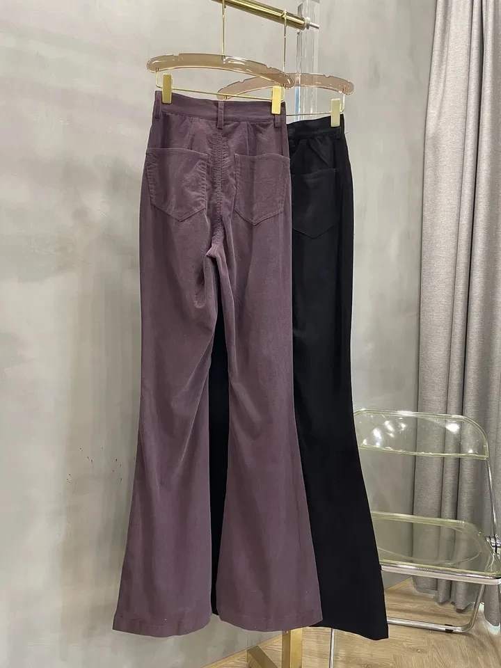 2024SS Spring Autumn New Women High Quality Corduroy Long Trouse Pants for Female 2 Color