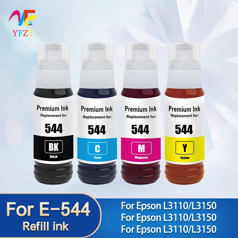 

For EPSON Dye ink 544 E544 E-544 BK C M Y Refill ink kit For EPSON L3110/L3150 Printer Black Cyan Magenta Yellow