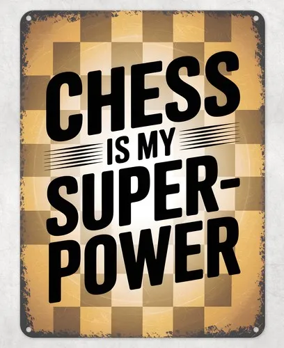 Chess is my Super-Power Metal Poster Wall Tin Sign Man Cave Shed Home Plaque --Tin Sign