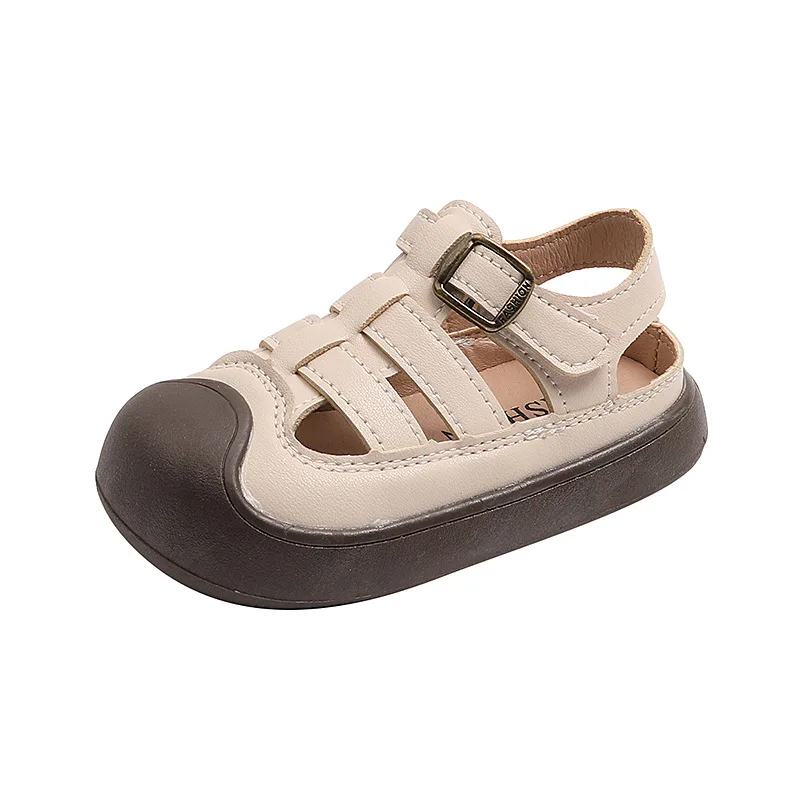 Children's Closed-toe Sandals Summer New Boys Anti-kicking Beach Shoes Hollow Female Baby Walking Shoes Roman Sandals