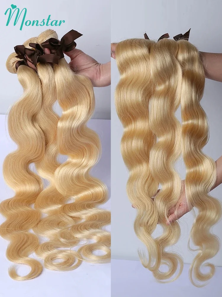 Color 613 Blonde Hair Weave Bundles Peruvian Body Wave Remy Hair Bundles 8 To 40 inch Raw Human Hair Extensions Weft Can Be Dye