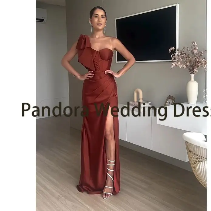 Pandora Sexy formal Evening dress with floor-length single rotator sleeve bow Mermaid women's birthday cocktail party dress