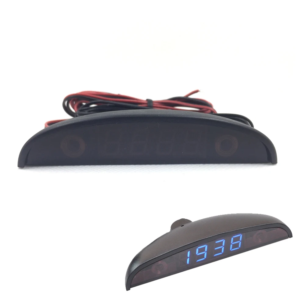 12V Car Interior 3 In 1 Car Clock Voltmeter Thermometer and Voltage Meter Monitor Touch Switch Blue Red Light