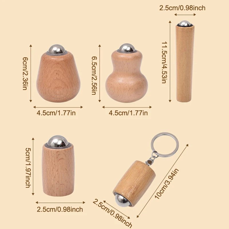 Houten gezichtsmassage Roller Iron Ball Massage Tools Mini draagbare gezichtsmassager Huidverzorgingshulpmiddelen Gemakkelijk schoon te maken en te gebruiken