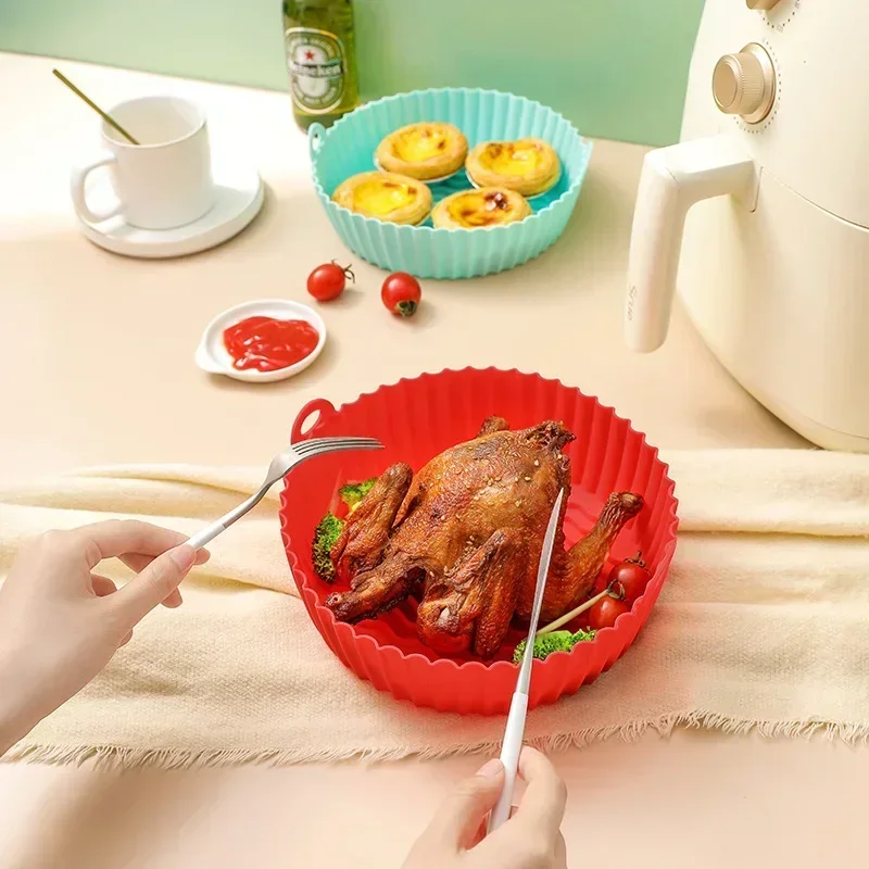 Silicone Air Fryer Liners Food SafeReusable Air Fryer Silicone Liners Air Fryer Silicone Pot Non Stick Oven Kitchen Accessories
