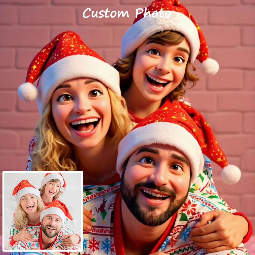 

Personalized Cartoon Style Portrait from Photo Custom Cartoon Christmas Gift for Couples Family Kids - Unique Wall Art Poster