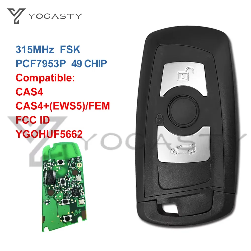 YOCASTY 3 Button Smart Card Keyless Entry CAS4 System Remote Car Key For BMW F Series 5 7 Series 315MHz PCF7953P  YGOHUF5662