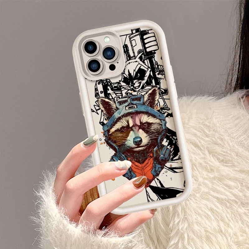 Art Rocket Raccoon Cool Eye Ladder For Apple iPhone 15 14 13 12 11 XS XR X Pro Max Plus Funda Phone Case