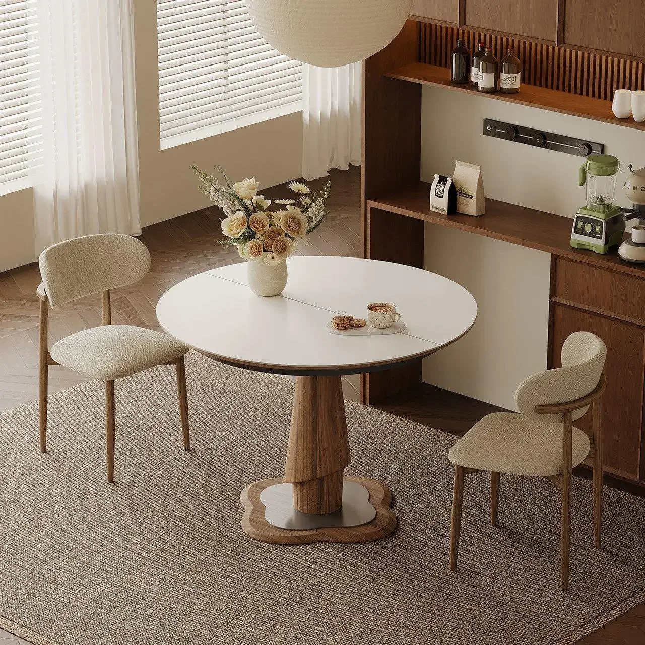 DSA new rock slab dining table retractable medium and ancient style small apartment folding long table simple household variable