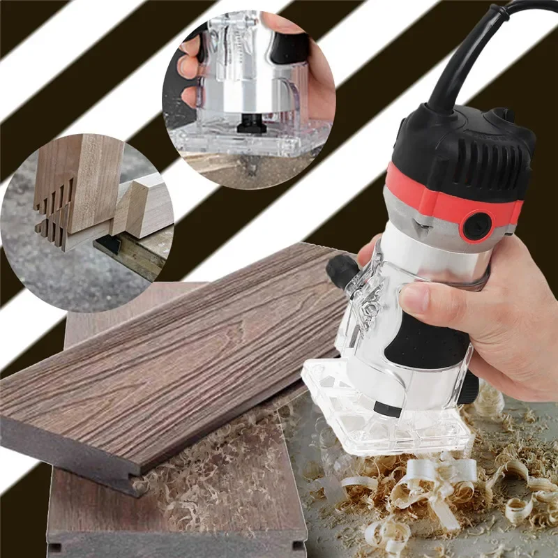 800W 30000RPM Manual Wood Router Woodworking Electric Trimmer 1/4 Inch Wood Carving Milling Cutting Machine Carpenter Power Tool