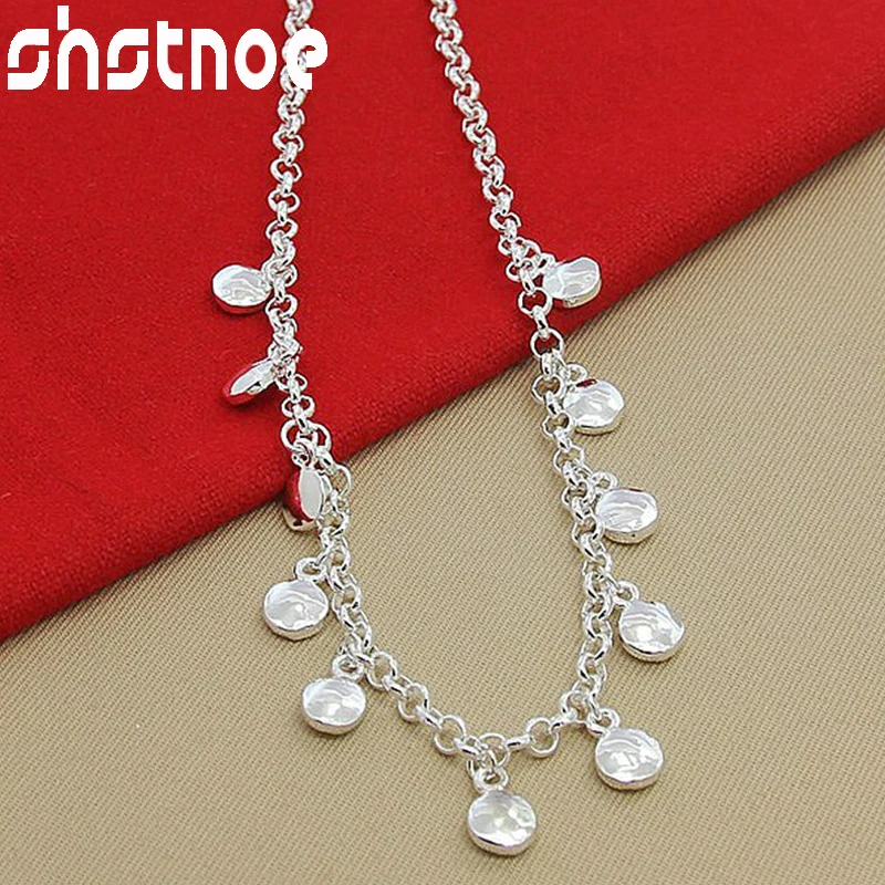 SHSTONE 925 Sterling Silver okrągły łańcuszek z fasolą naszyjnik dla kobiet wysokiej jakości biżuteria ślubna zaręczynowa — zdjęcie 3