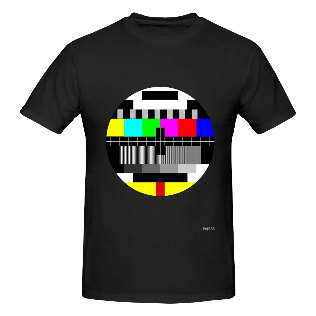 Funny 90's TV Test Pattern Classic Men's T-shirt Printed Tops are loose and slim fit Women's T-shirts