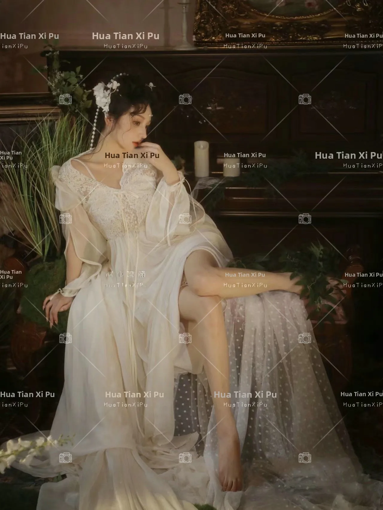 

Retro Atmosphere Studio Oil Painting Style Girl Dress Photography Clothing Personal Portrait Shooting Costume Spring 2024