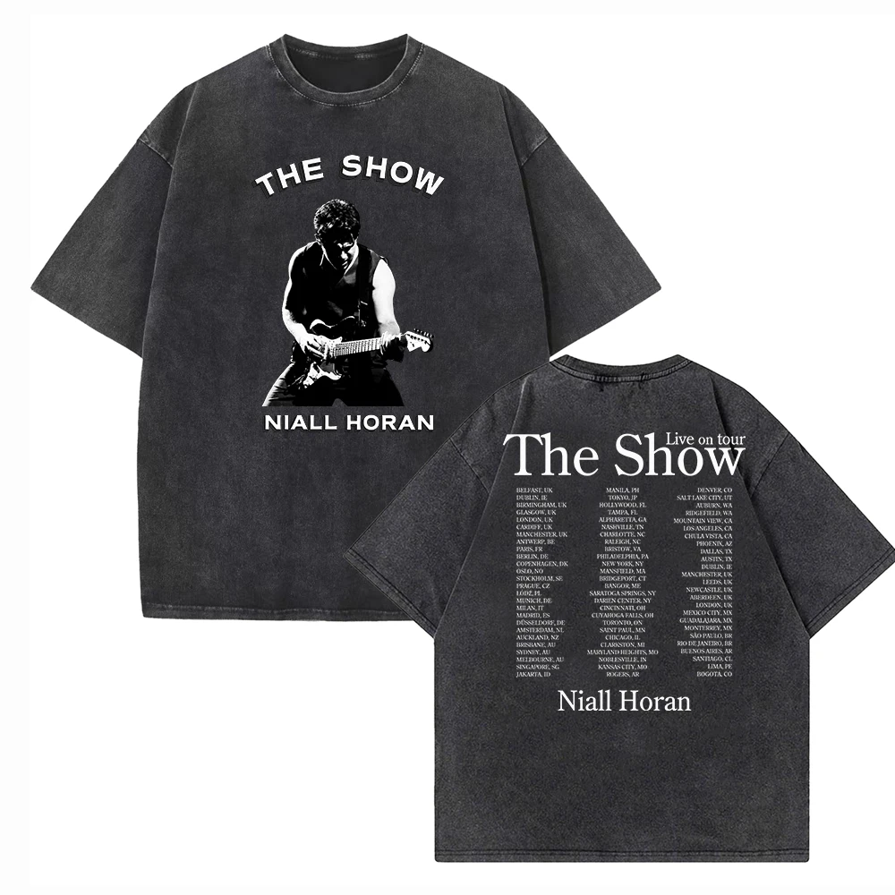 Niall Horan The Show Tour Dates Guitar Vintage Harajuku Summer Unisex O-Neck Short Sleeve Cotton T-Shirts