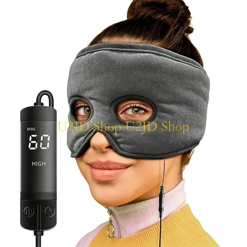 U2JD USB-Powered Heated Eye Cover with Direct Plug-In Warmth, Polyester Construction for Office Breaks, Home Rest, and Travel