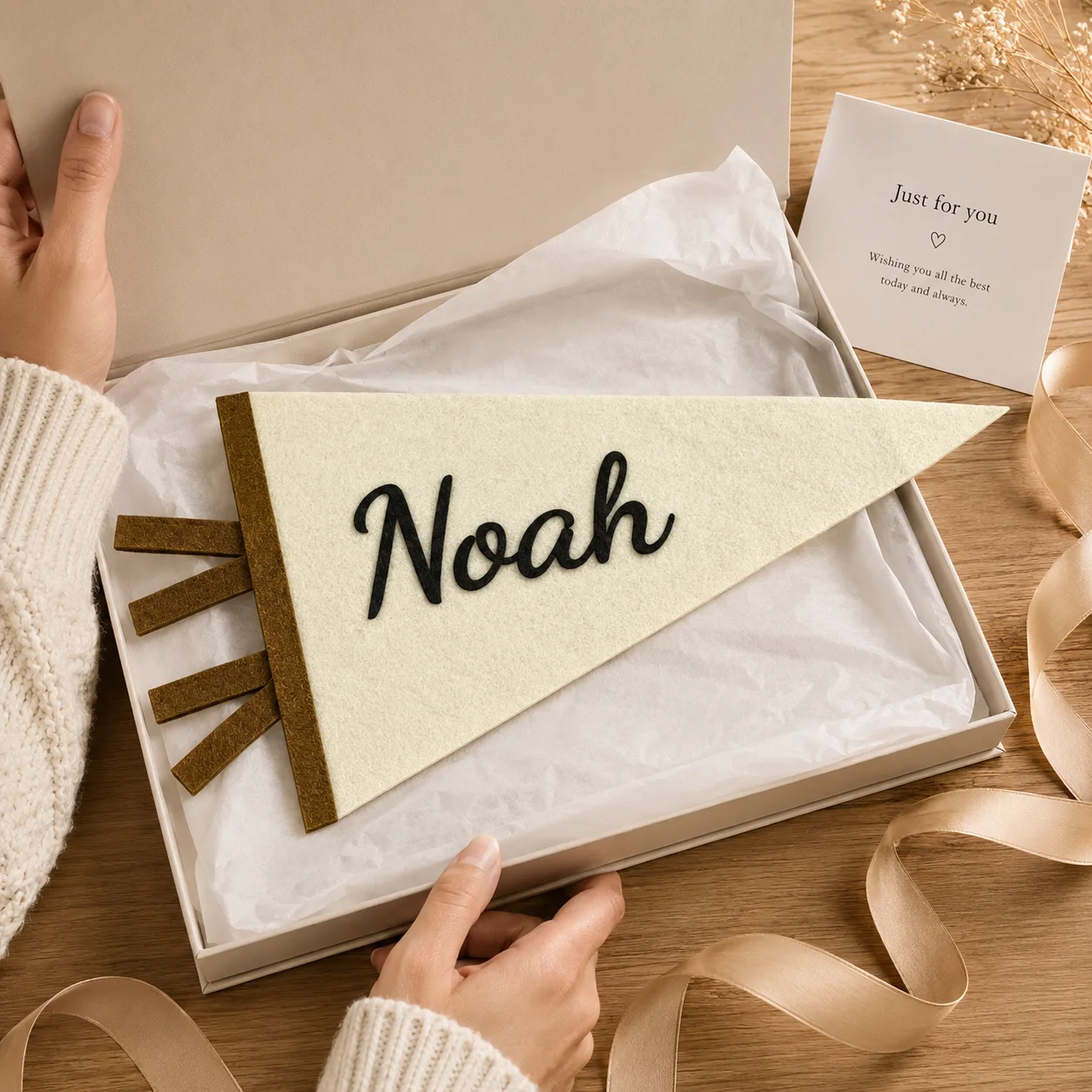Customizable Felt Name Pennant with Memorial Meaning Personalized Text Banner Keepsake Decor for Home Party Celebration