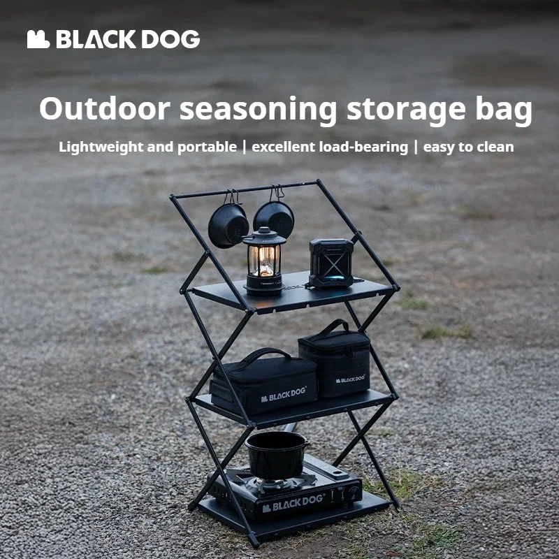 Naturehike BLACKDOG رفوف التخييم المحمولة 3-Layer سبائك الألومنيوم رفوف شماعة معطف التوابل تخزين الرف الرف للمطبخ