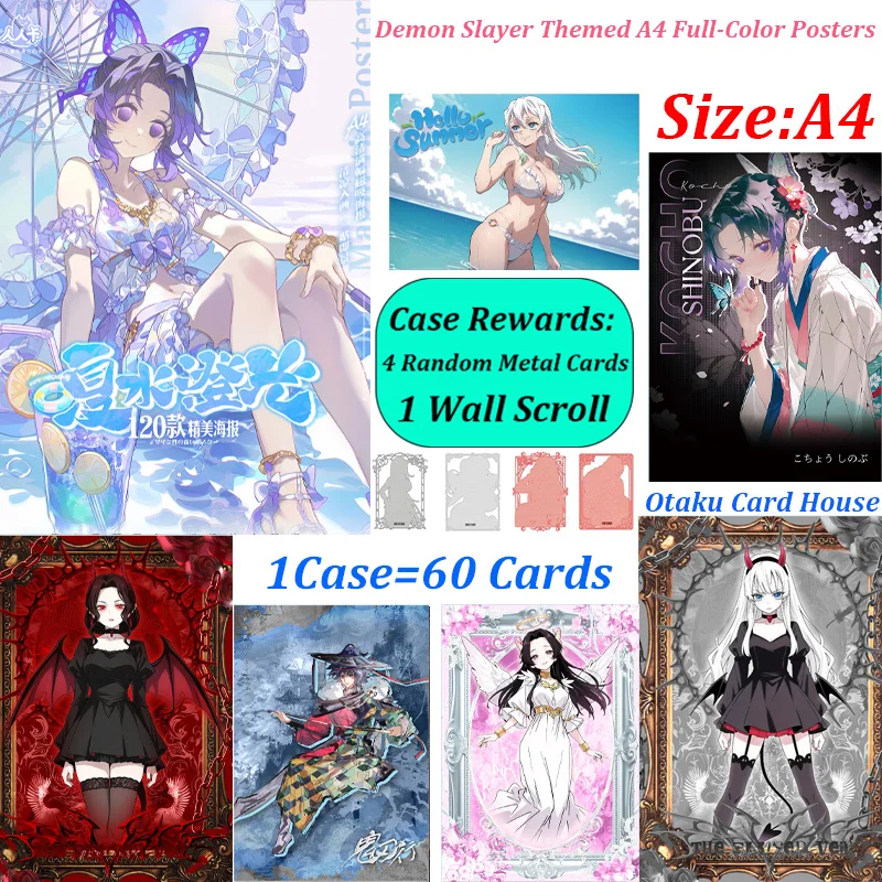 Tarjetas Coleccionables de Demon Slayer al por Mayor, Caja Completa A4, Pósters a Todo Color de los Personajes del Anime Kimetsu No Yaiba, Mercancía al por Mayor para Fans