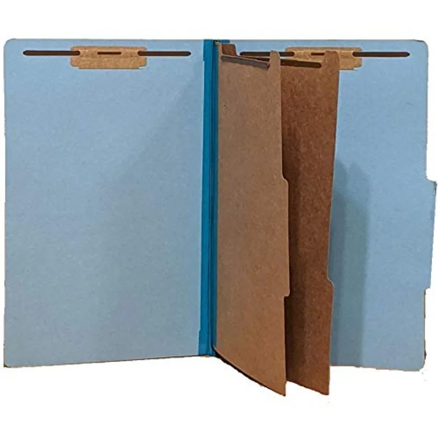 

Pressboard Classification Partition File Folder Legal Size - Box of 10 Two Dividers Six 2" Durable Fastener Prongs 2/5 Cut Top