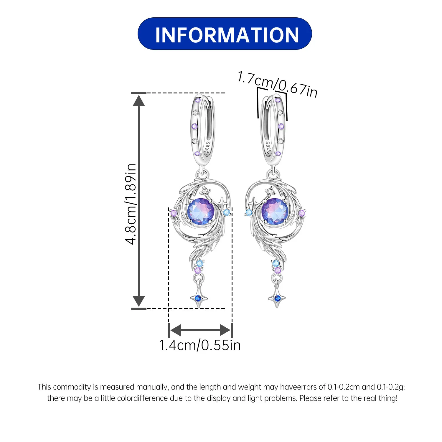 2026 New Hapilife 925 Sterling Silver Feather Gradient Planet Drop Earrings Women Trendy Party Original Jewelry Anniversary Gift