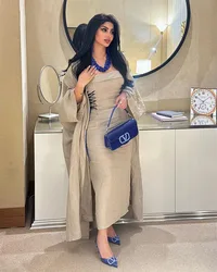 Fairytale A-Line Shawl Binding Evening Gown Formal Elegant Prom Strapless Champagne New Party Dresses for Women 2023