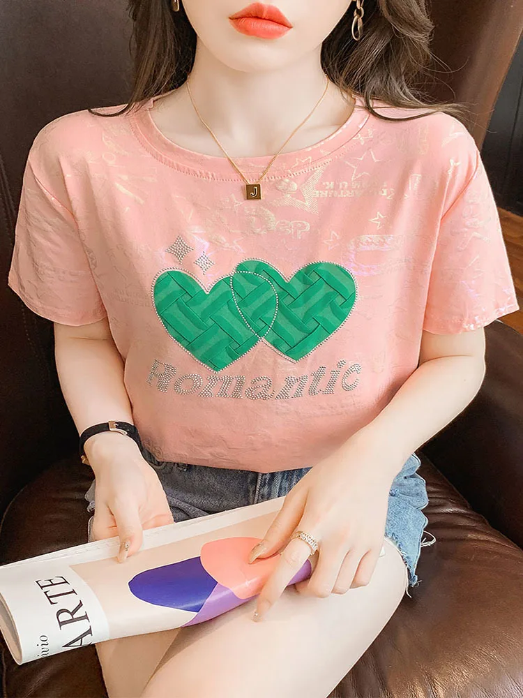 Cotton Short Sleeve Tops Women 2023 White Woman Tshirts O-Neck Tee Shirt Femme T-shirty Damskie Camisetas Mujer Manga Corta