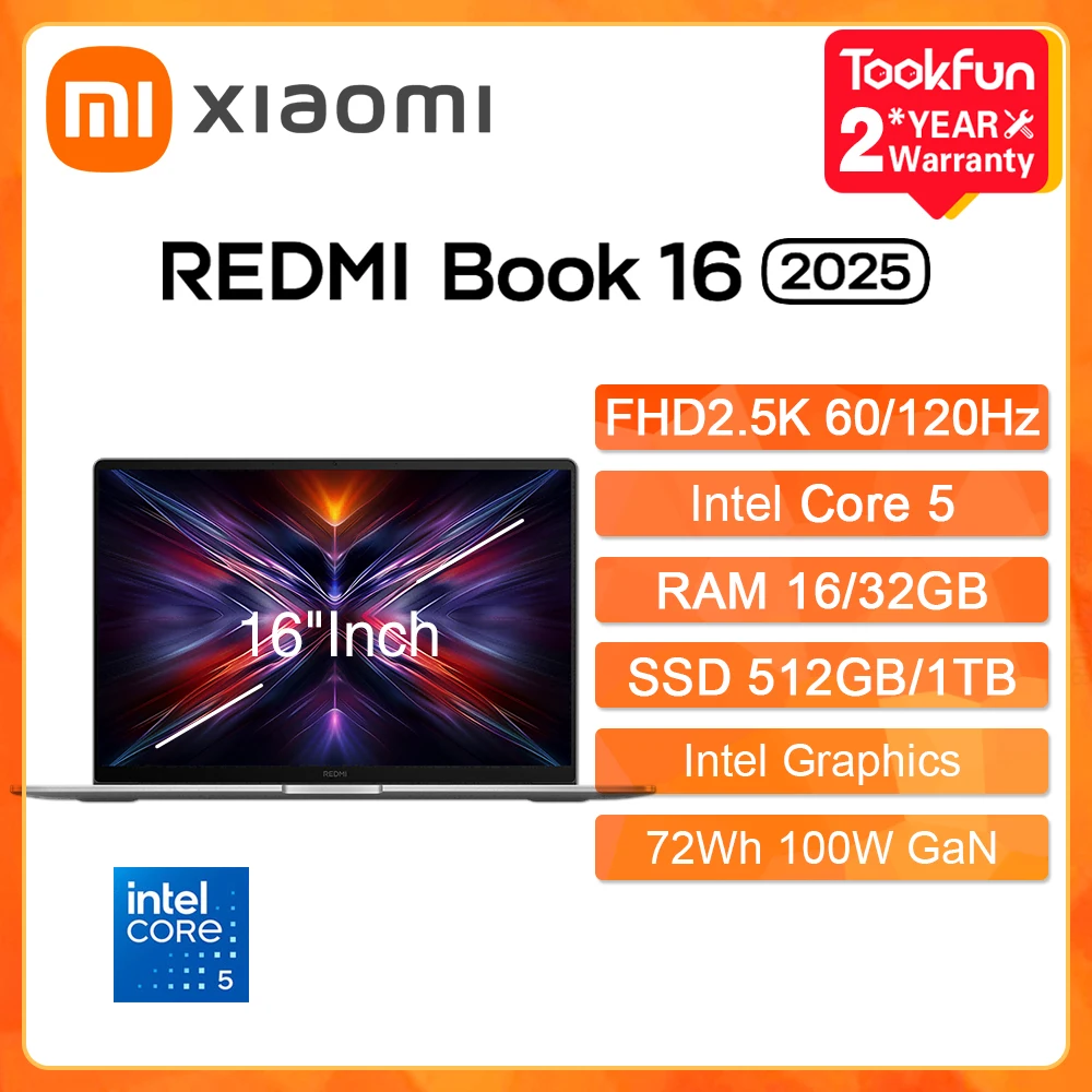 XIAOMI Redmi Book 16 2025 Laptop Intel Core 5 210H 220H 16