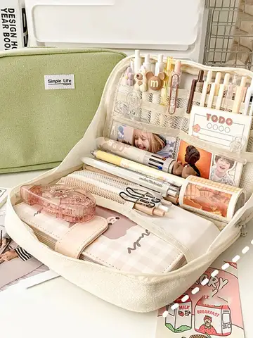 1PC StationeryBag 연필 케이스 대용량 연필 케이스 휴대용 연필 케이스 편지지 상자 화장품 휴대용 선물 적합한 F