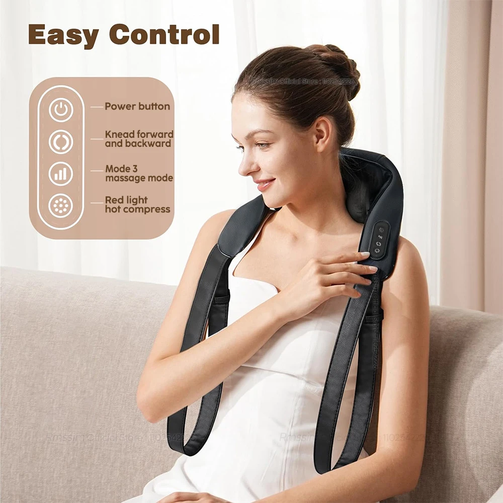 Almohada de masaje inalámbrica para cuello y hombros, masajeador eléctrico para cuello y espalda, chal relajante para el cuerpo