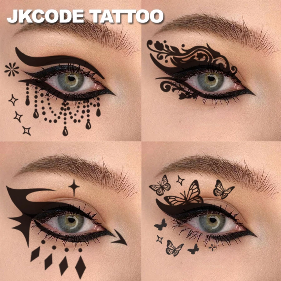 Ramadan-Party-Eye Shadow Tattoo Stickers-4 Types of Eyeshadow Sets Y2K&Ins Style Stickers-Colorful Leaf Mini Flowers&Heart-Shaped Moon Star Pattern Decorative Eyeliner and Eyeshadow Stickers-Fashion Party Makeup Tools-Diy Decorative Fake Tattoo Makeup Party Decoration view 3