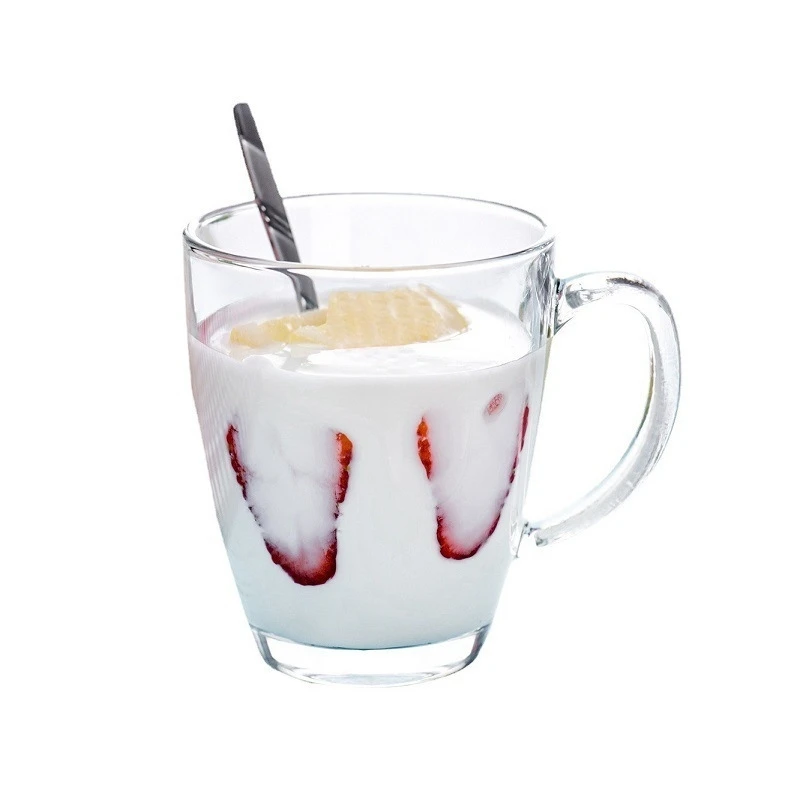 

Ins Style Heat-Resistant Glass Milk Breakfast Cup With Handle Coffee Flower Tea Cup Oatmeal Fruit Breakfast Mug