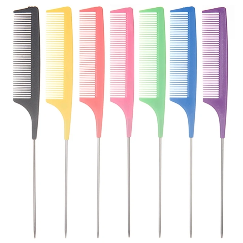 Pointed Tail Comb Heat Resistant Teasing Combs Metal Tail Comb with Stainless Steel Pintail Styling Tool Easy to Drop Shipping