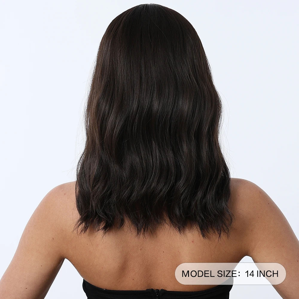 JOVIA Center parted dark brown egg curl short wavy synthetic wig suitable for character portrayal daily wear Lolita style