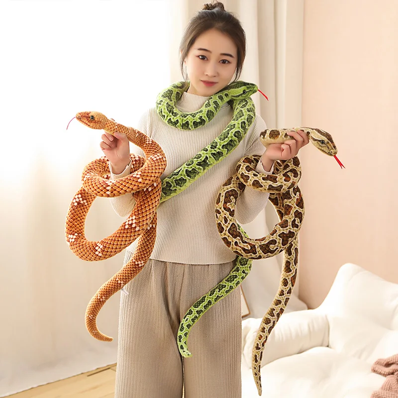 1pc 200cm Giant Snakes Plush Toy Simulation Long Golden Python Stuffed Snake Plushie Pillow Gift Home Decoration