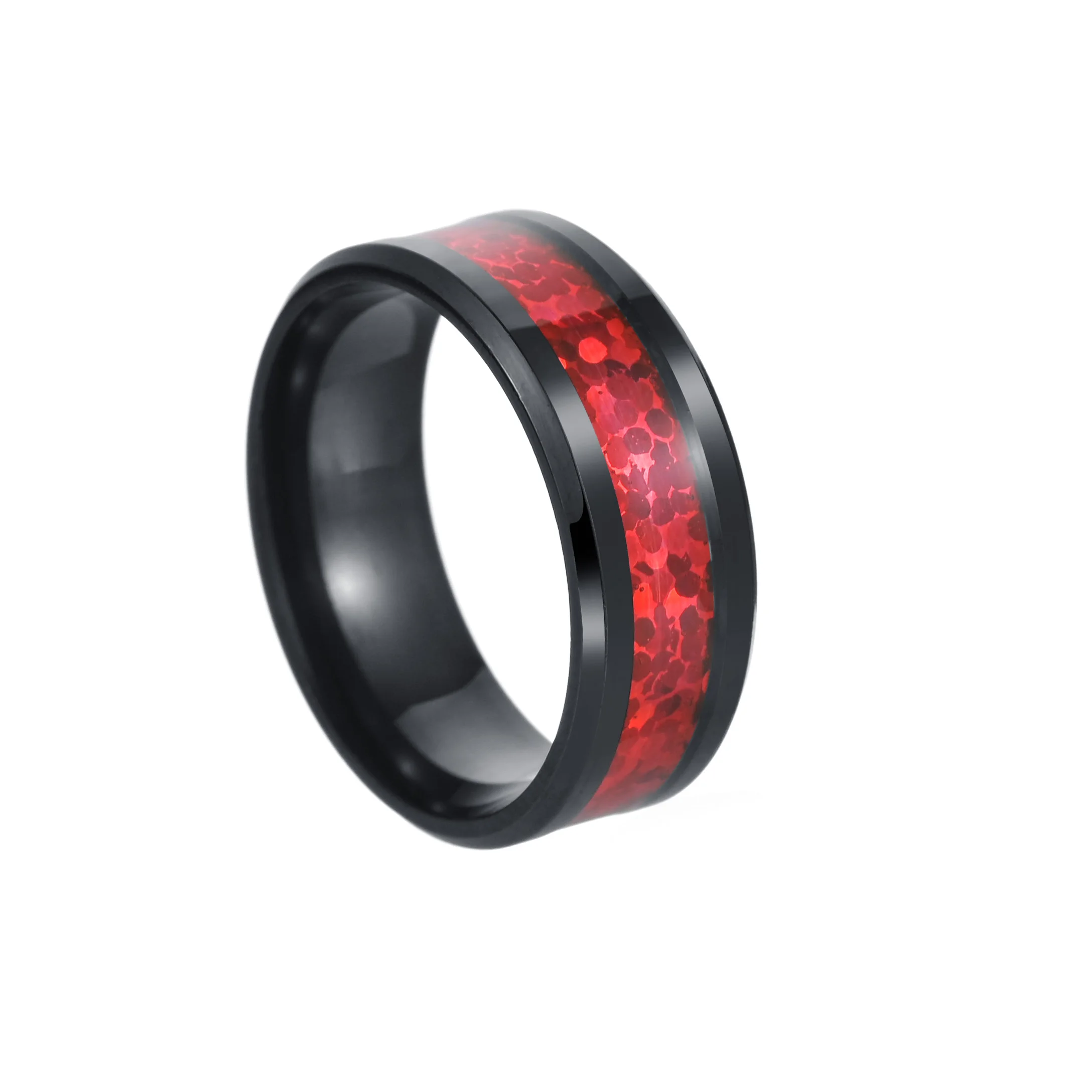 1pc Fashion Men's Stainless Steel Ring, Inlaid Imitation Red Opal Stainless Steel Promise Rings For Men, Wedding Bands Jewelry