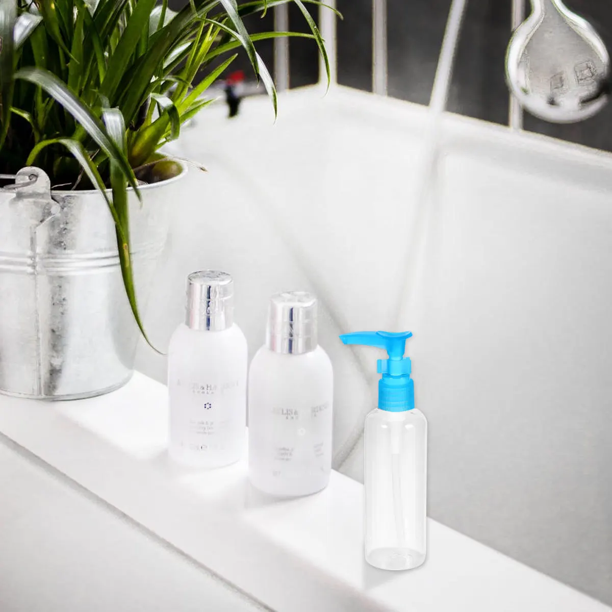 

4pcs 100Ml Emulsion Bottle Pet Plastic Press Pump Refillable Container For Makeup Subpackaging Liquid Storage Empty Bottle