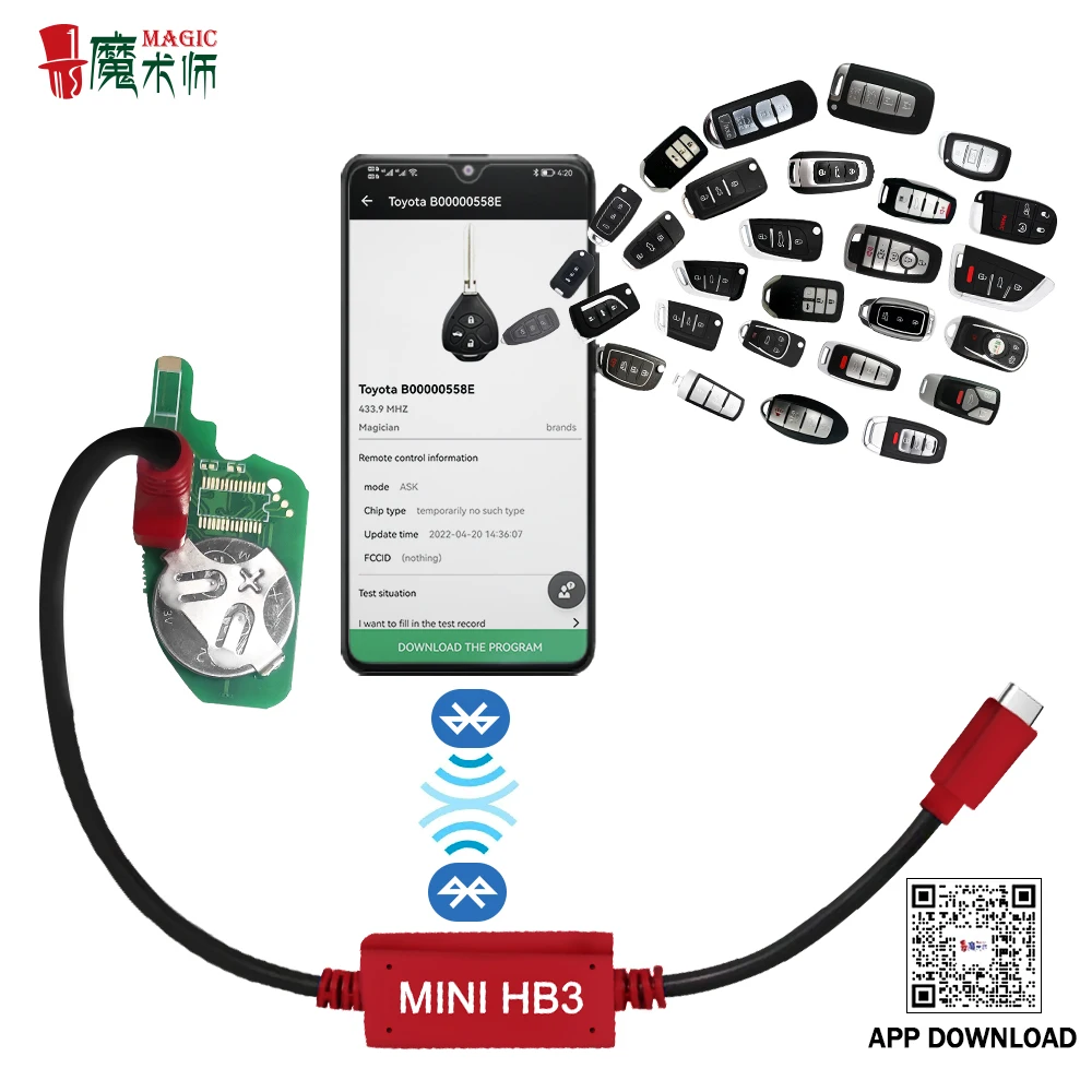 Telecomando multifunzione universale Magic Handy Baby con cavo Bluetooth/MINI HB3 per chiavi auto VW MQB/Audi/Ford/BMW/Nissan